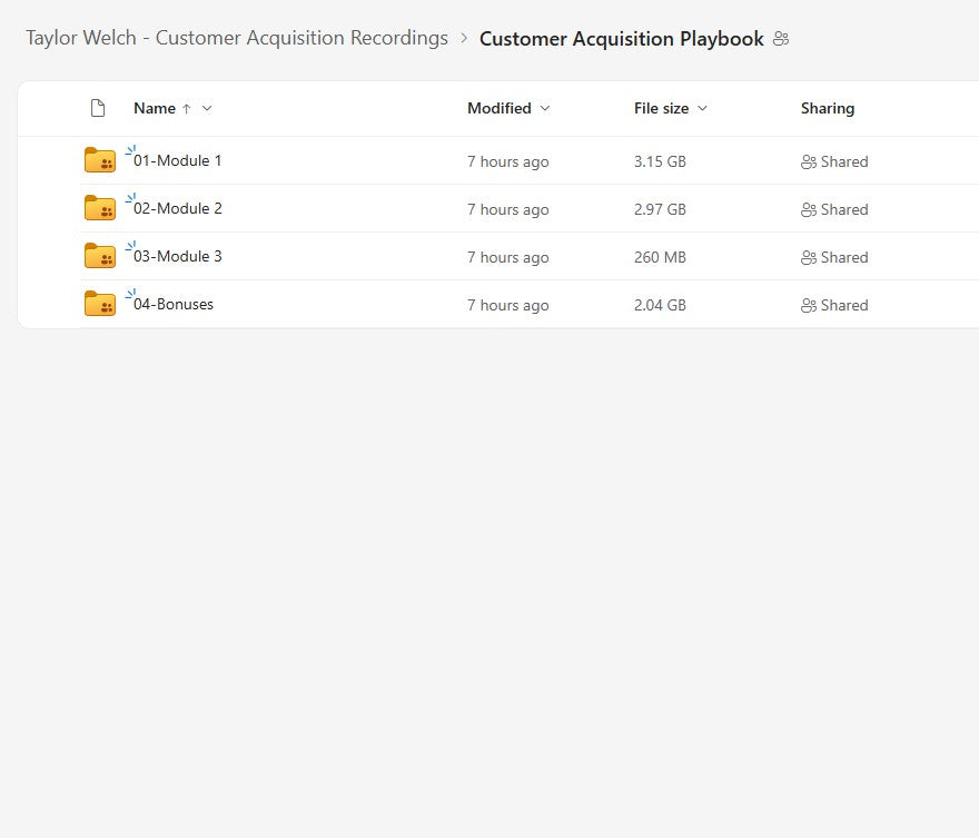 Taylor Welch – Customer Acquisition Recordings Modules on yourpremiumaccess.com